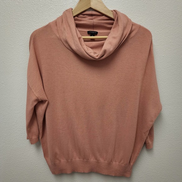 Ann Taylor Sweaters - Ann Taylor Pink Cowlneck Knit Sweater 3/4 Sleeve Cashmere Blend Women's Size M